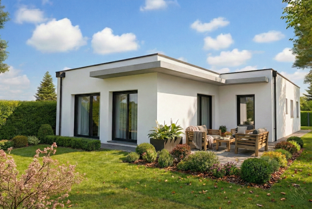 Maison contemporaine de plain-pied avec terrasse — Le Belvédère des Cimes